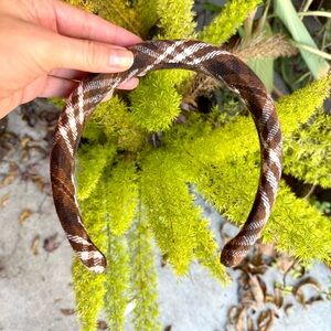 Brown and White Plaid Patterned Puffy Headband 🌿